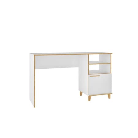 Designed To Furnish Minetta 2-Shelf Mid-Century Office Desk, White DE2444443